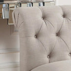 Grey Linen Chesterfield Slipper Chair, Button Tufted, Armless, 1-Seater