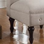 Grey Linen Chesterfield Slipper Chair, Button Tufted, Armless, 1-Seater