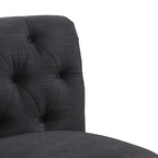Grey Linen Chesterfield Slipper Chair, Button Tufted, Armless, 1-Seater
