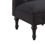 Grey Linen Chesterfield Slipper Chair, Button Tufted, Armless, 1-Seater