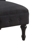 Grey Linen Chesterfield Slipper Chair, Button Tufted, Armless, 1-Seater