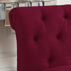 Grey Linen Chesterfield Slipper Chair, Button Tufted, Armless, 1-Seater