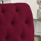 Grey Linen Chesterfield Slipper Chair, Button Tufted, Armless, 1-Seater