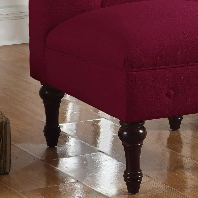 Grey Linen Chesterfield Slipper Chair, Button Tufted, Armless, 1-Seater