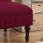 Grey Linen Chesterfield Slipper Chair, Button Tufted, Armless, 1-Seater