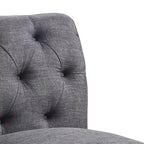 Grey Linen Chesterfield Slipper Chair, Button Tufted, Armless, 1-Seater