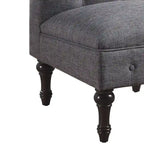 Grey Linen Chesterfield Slipper Chair, Button Tufted, Armless, 1-Seater