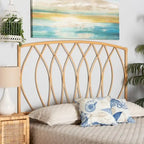 Halia Modern Bohemian Natural Rattan Wall-mountable Headboard-Queen