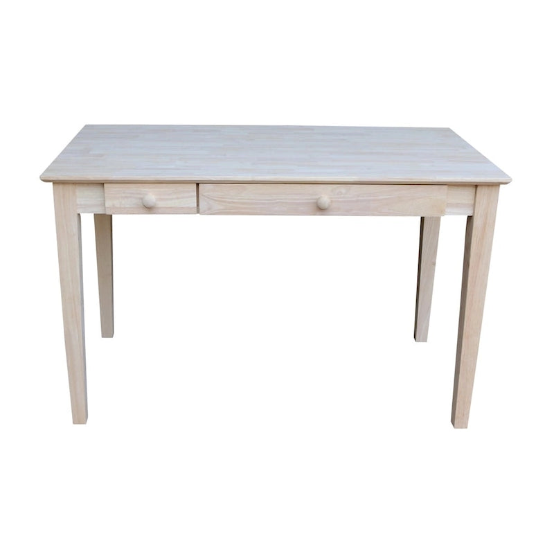 Unfinished/Espresso Solid Rubberwood Computer Desk with Flip-Down Drawer, 1-Person