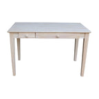 Unfinished/Espresso Solid Rubberwood Computer Desk with Flip-Down Drawer, 1-Person