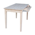 Unfinished/Espresso Solid Rubberwood Computer Desk with Flip-Down Drawer, 1-Person