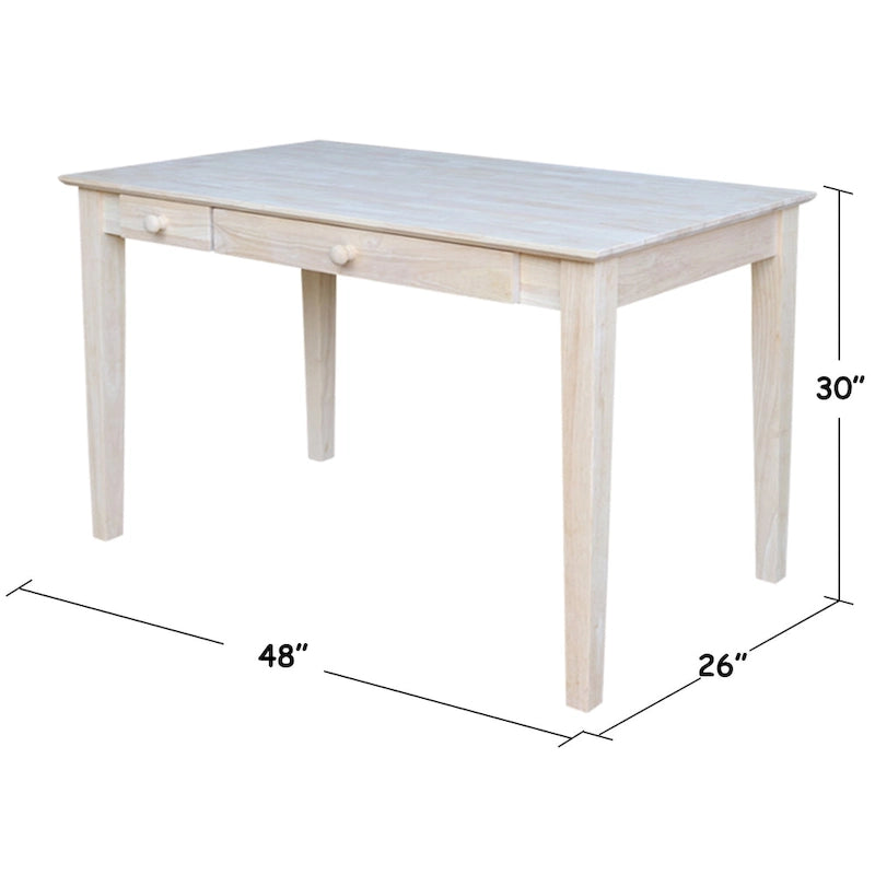 Unfinished/Espresso Solid Rubberwood Computer Desk with Flip-Down Drawer, 1-Person
