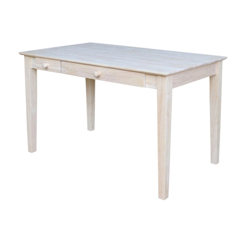 Unfinished/Espresso Solid Rubberwood Computer Desk with Flip-Down Drawer, 1-Person