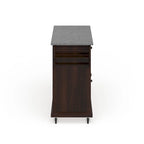 Brown Mahogany Kitchen Cart with Gray Granite Top & Storage, Mobile