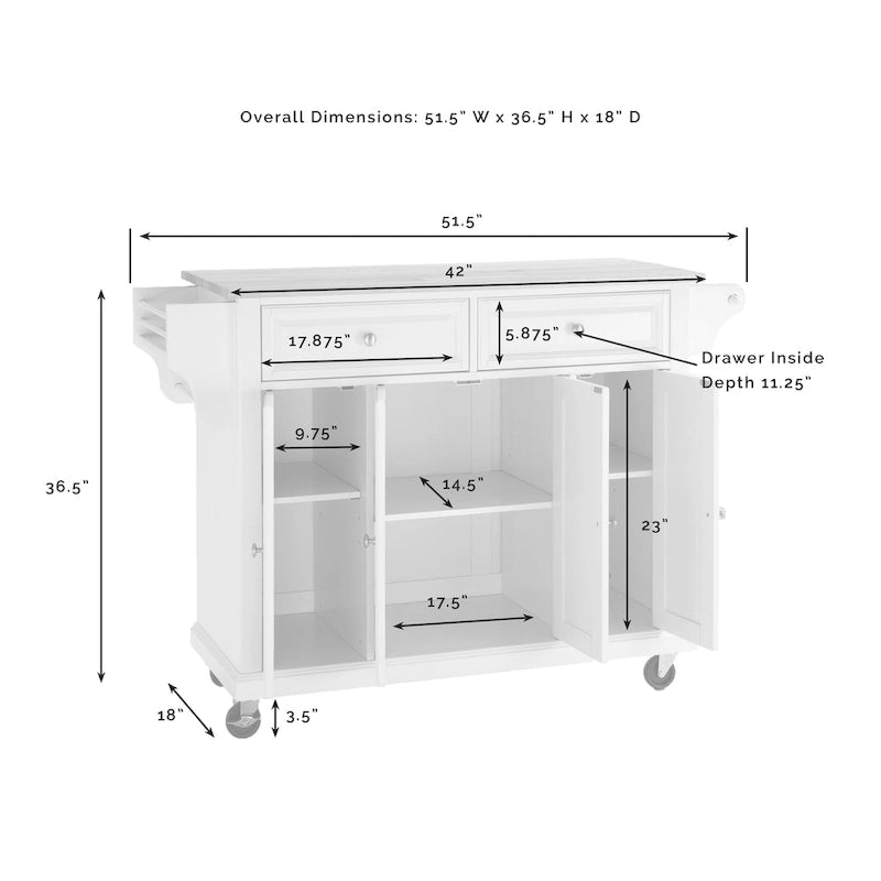 Brown Mahogany Kitchen Cart with Gray Granite Top & Storage, Mobile