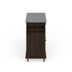 Brown Mahogany Kitchen Cart with Gray Granite Top & Storage, Mobile