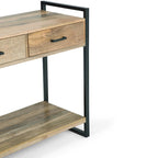 Natural Industrial Console Table, Solid Mango Wood & Metal, 54"W