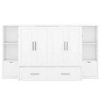 Queen-size bed with shelves, drawers and USB ports, grey