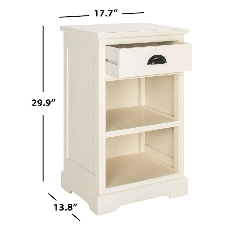 White/Grey/Sepia Pine Storage Side Table, 18"W x 14"D x 30"H