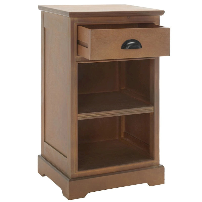 White/Grey/Sepia Pine Storage Side Table, 18"W x 14"D x 30"H