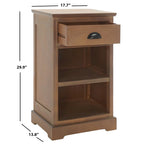 White/Grey/Sepia Pine Storage Side Table, 18"W x 14"D x 30"H