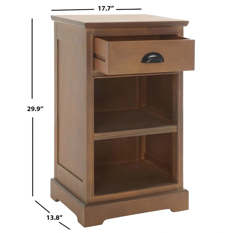 White/Grey/Sepia Pine Storage Side Table, 18"W x 14"D x 30"H