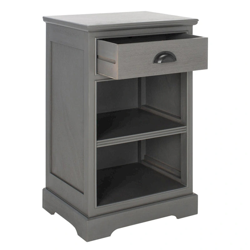 White/Grey/Sepia Pine Storage Side Table, 18"W x 14"D x 30"H