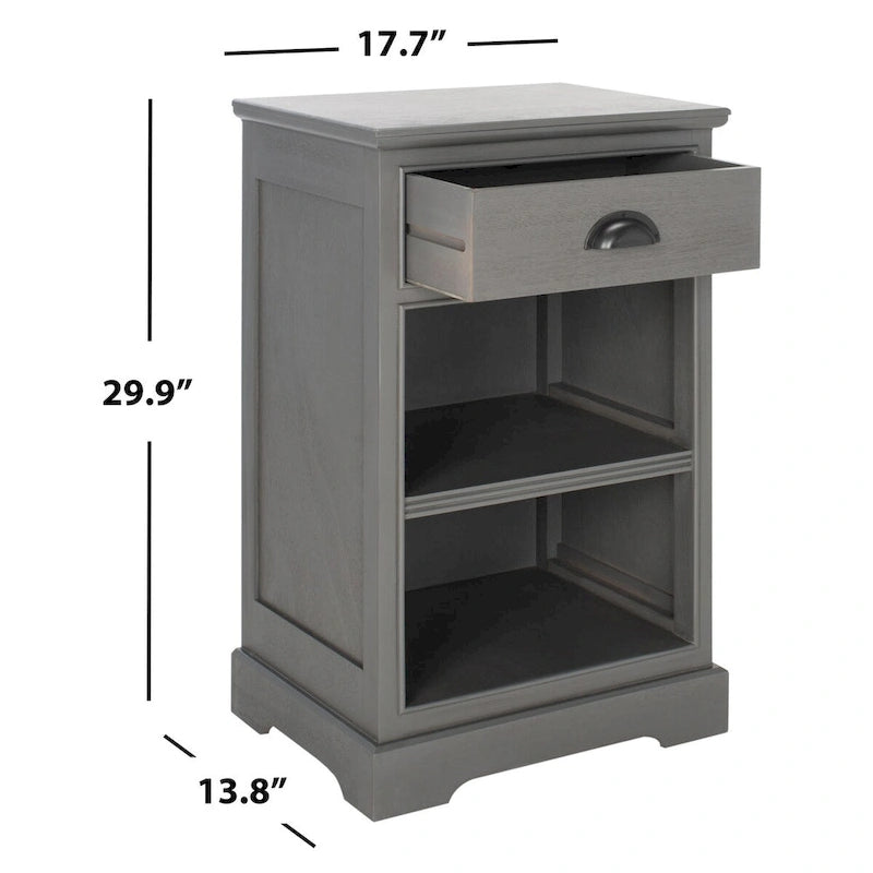 White/Grey/Sepia Pine Storage Side Table, 18"W x 14"D x 30"H