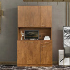 Rustic Farmhouse Tall Wardrobe, Armoire with Shelves, Open Compartment and Drawer, Freestanding Storage Closet Wardrobe Cabinet