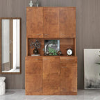Rustic Farmhouse Tall Wardrobe, Armoire with Shelves, Open Compartment and Drawer, Freestanding Storage Closet Wardrobe Cabinet