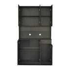 Rustic Farmhouse Tall Wardrobe, Armoire with Shelves, Open Compartment and Drawer, Freestanding Storage Closet Wardrobe Cabinet