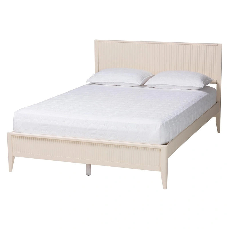 Medieval grooved wooden platform bed