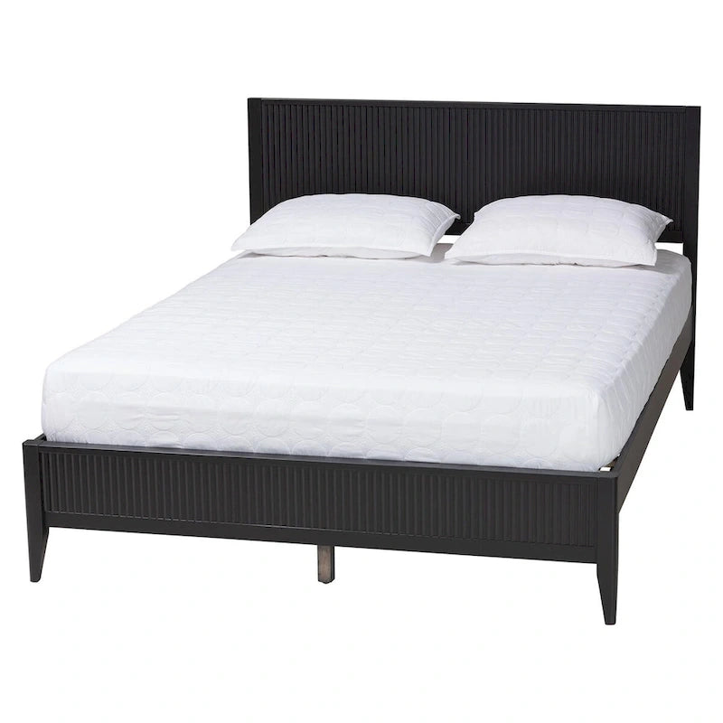 Medieval grooved wooden platform bed