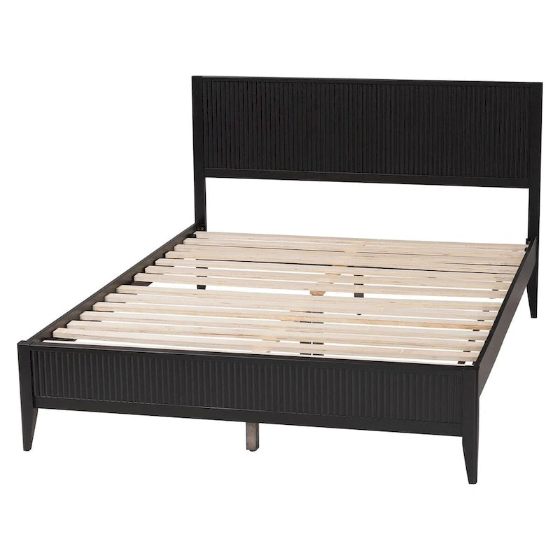 Medieval grooved wooden platform bed