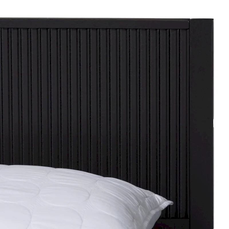Medieval grooved wooden platform bed