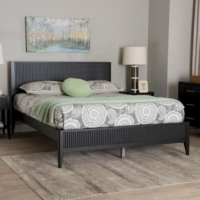 Medieval grooved wooden platform bed
