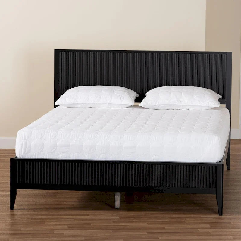 Medieval grooved wooden platform bed