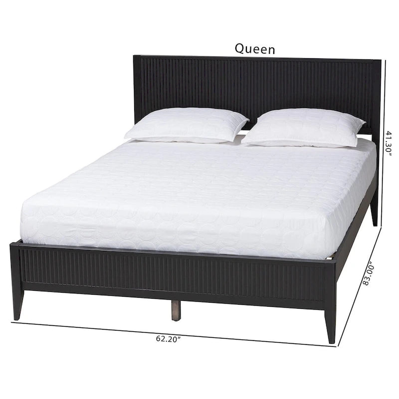 Medieval grooved wooden platform bed