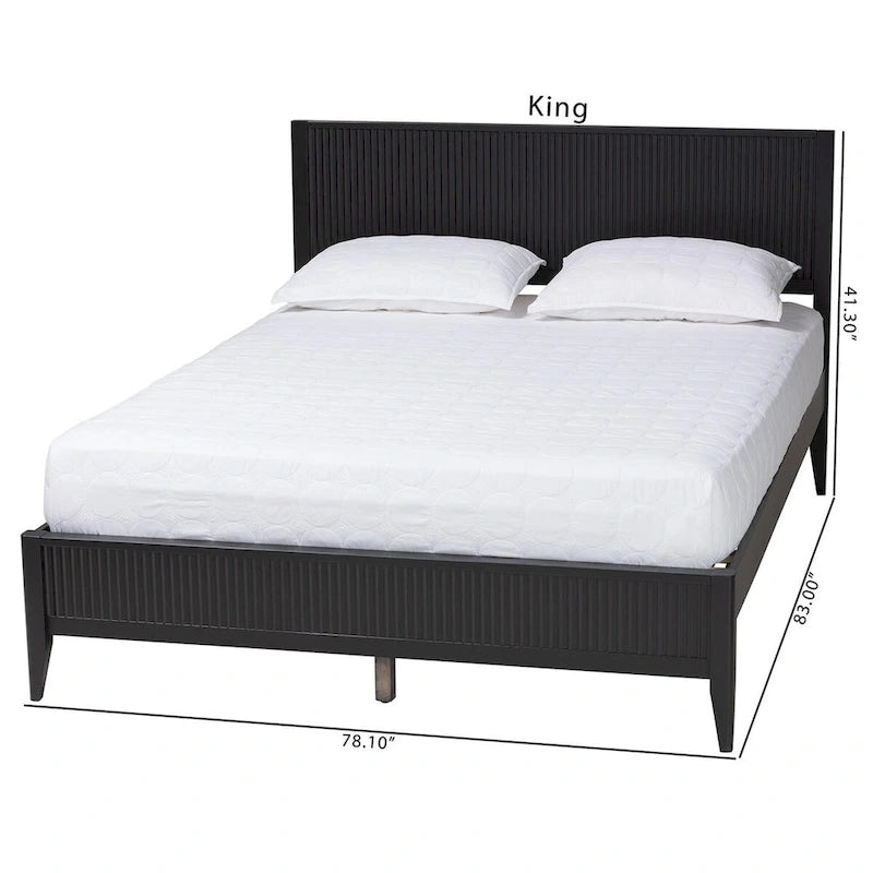 Medieval grooved wooden platform bed