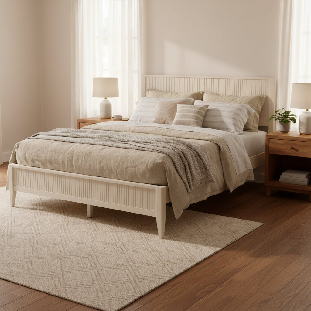 Medieval grooved wooden platform bed