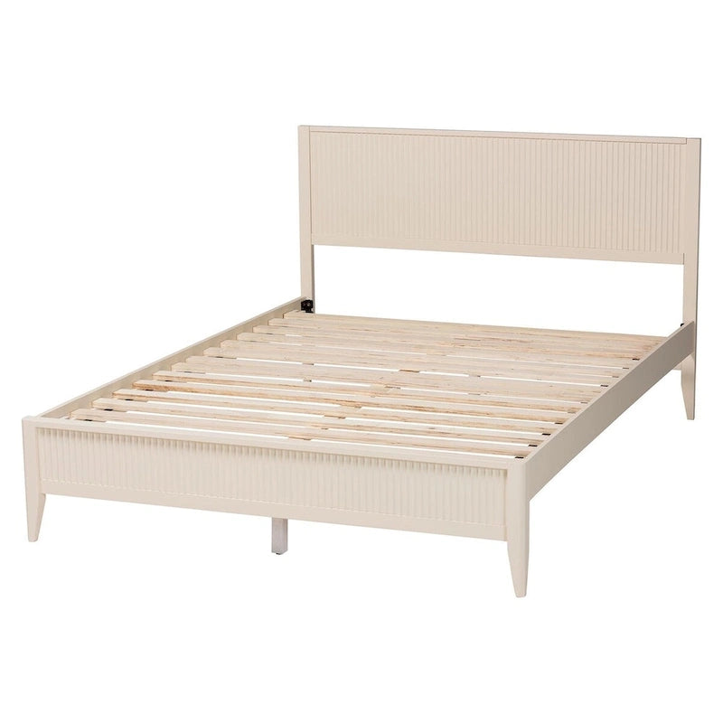 Medieval grooved wooden platform bed