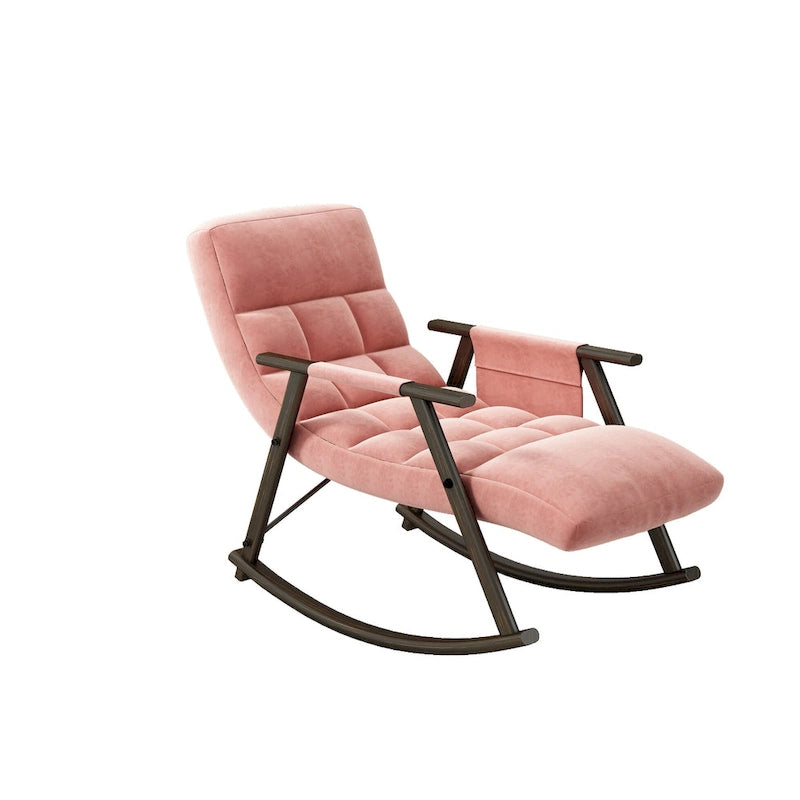 Velvet Rocking Chair With Foot Rest
