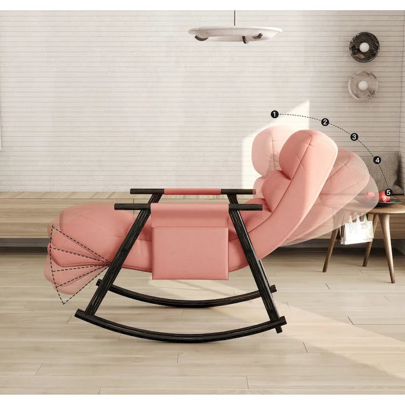 Velvet Rocking Chair With Foot Rest