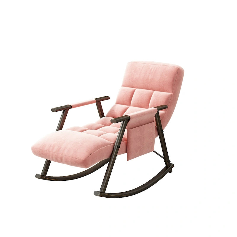 Velvet Rocking Chair With Foot Rest