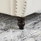Grey/Beige Velvet Chesterfield Loveseat, Rolled Arms & Nailhead Trim, Seats 2
