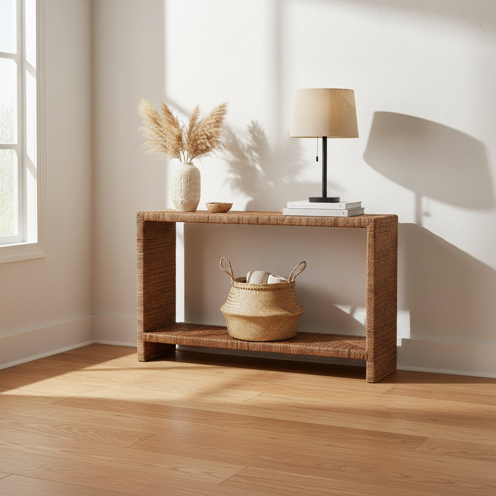 Liza Bohemian Natural Seagrass Console Table