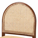 Maryland Modern Bohemian Natural Rattan and Acacia Wood 2-Piece Dining Chair Set