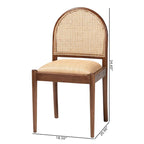 Maryland Modern Bohemian Natural Rattan and Acacia Wood 2-Piece Dining Chair Set