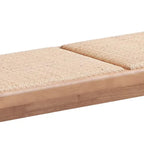 Tina 51 Inch Dining Bench, Transitional Woven Rattan, Natural Brown Wood